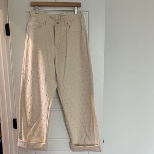 Pilcro Cream Boyfriend Jeans with Stud Details - Purchased at Anthropologie